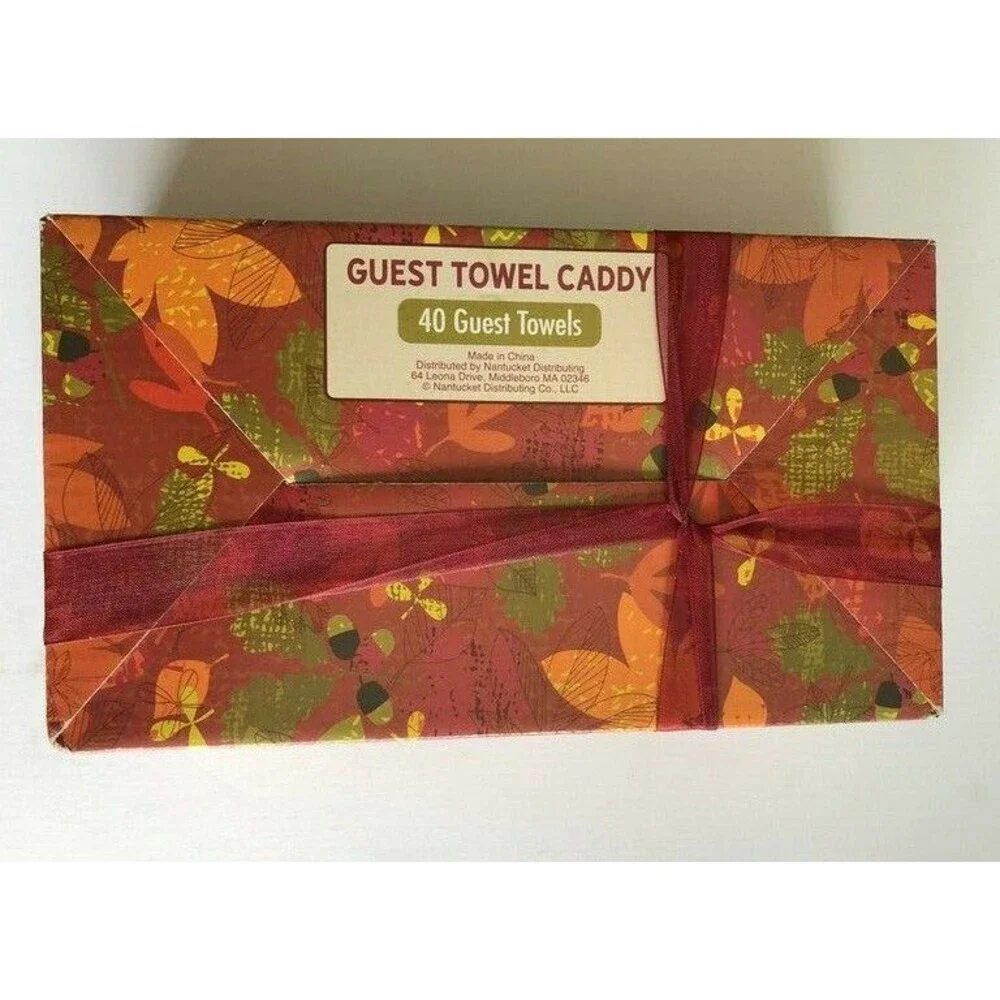 Thanksgiving Thankful Blessed Paper Napkins 40 ct Guest Bath W/Caddie DEcoupage